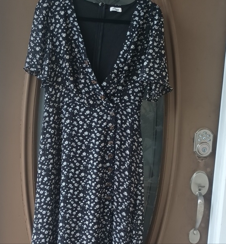 A New Floral Black Dress  (Size M) By Esse